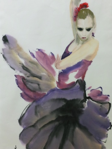 Flamenco, Coloreado tinta sobre papel, No. 11- Maggie Wen 2016